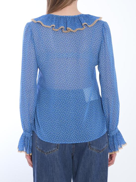 25SS 발렌티노 가라바니 MICRO POIS 마이크로포이즈 블라우스 36430042 6B0AB7H1 9B7 DEP BLUE - VALENTINO GARAVANI
