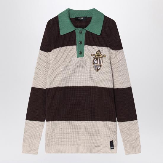 25SS 펜디 코튼 니트 폴로 셔츠 FZC358AU7S Brown