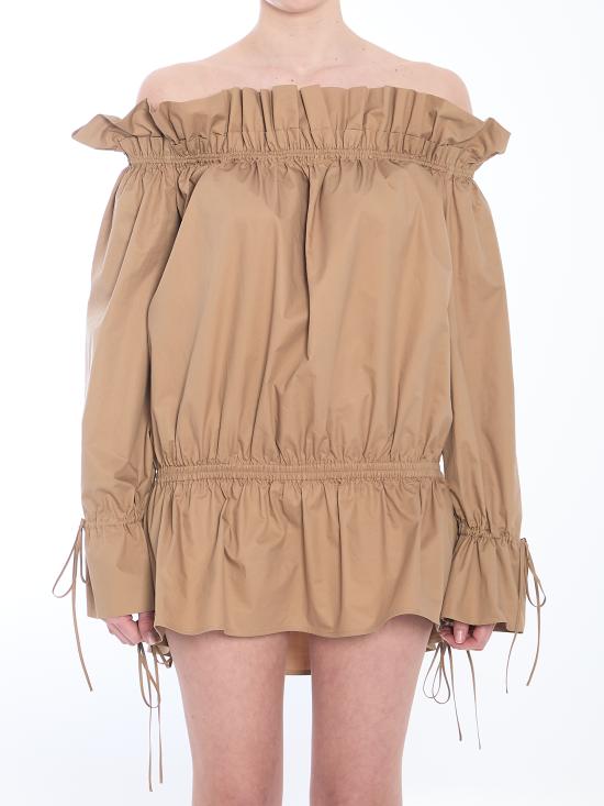  생로랑 숏 원피스 820966 BEIGE