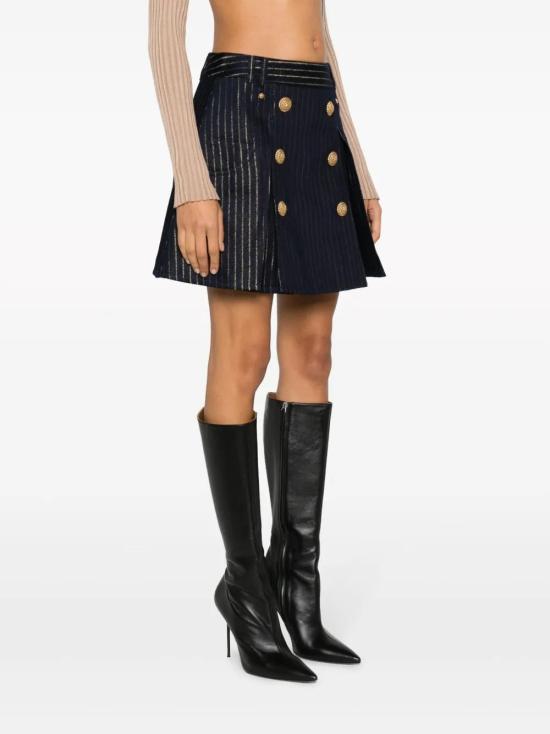  발망 숏 스커트 BF0LB945DD82 midnight blue - BALMAIN