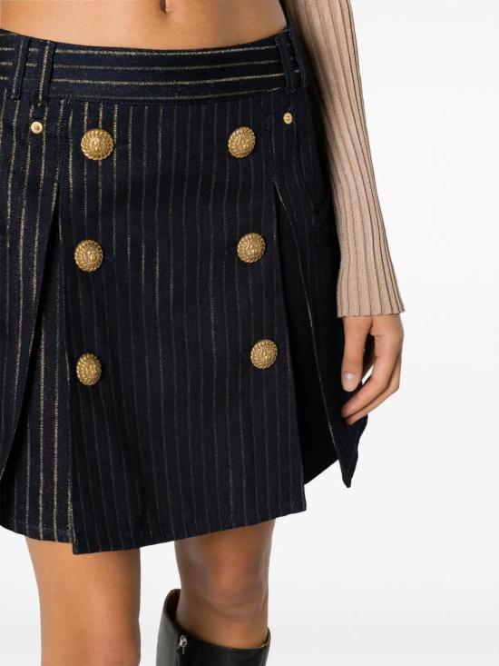  발망 숏 스커트 BF0LB945DD82 midnight blue - BALMAIN