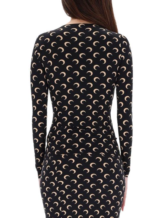 25FW 마린세르 크레센트 문 프린트 긴팔 티셔츠 WTS006A CJER0001IT99 Black - MARINE SERRE