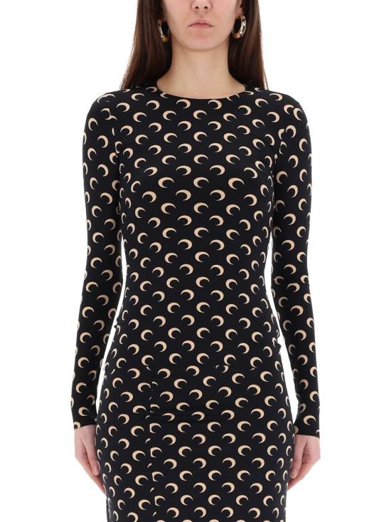 25FW 마린세르 크레센트 문 프린트 긴팔 티셔츠 WTS006A CJER0001IT99 Black - MARINE SERRE