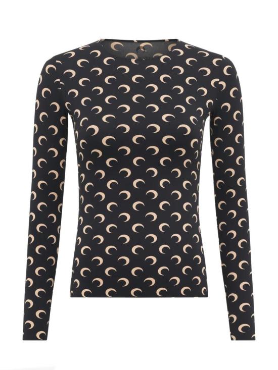 25FW 마린세르 크레센트 문 프린트 긴팔 티셔츠 WTS006A CJER0001IT99 Black