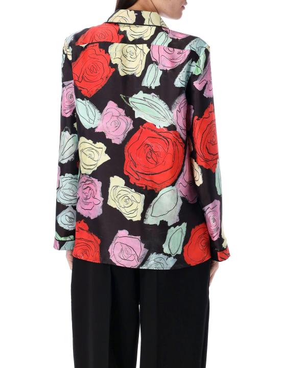 25SS 마르니 블라우스 CAMA0641I0UTSG30 ORN99 BLACK MULTI ROSE - MARNI