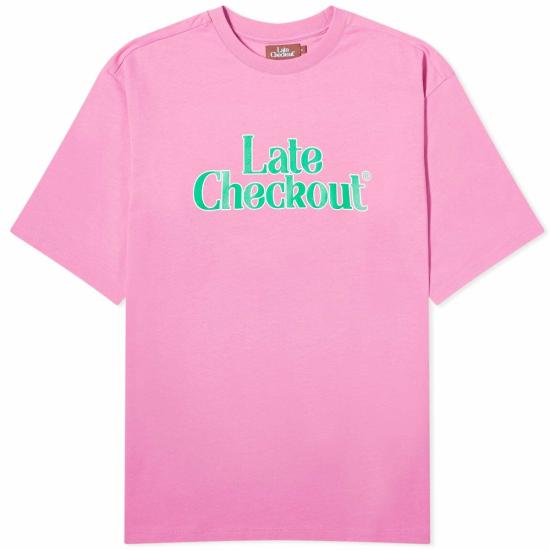  레이트 체크아웃 반팔 티셔츠 LTCU241PRTS021PI PINK DOM