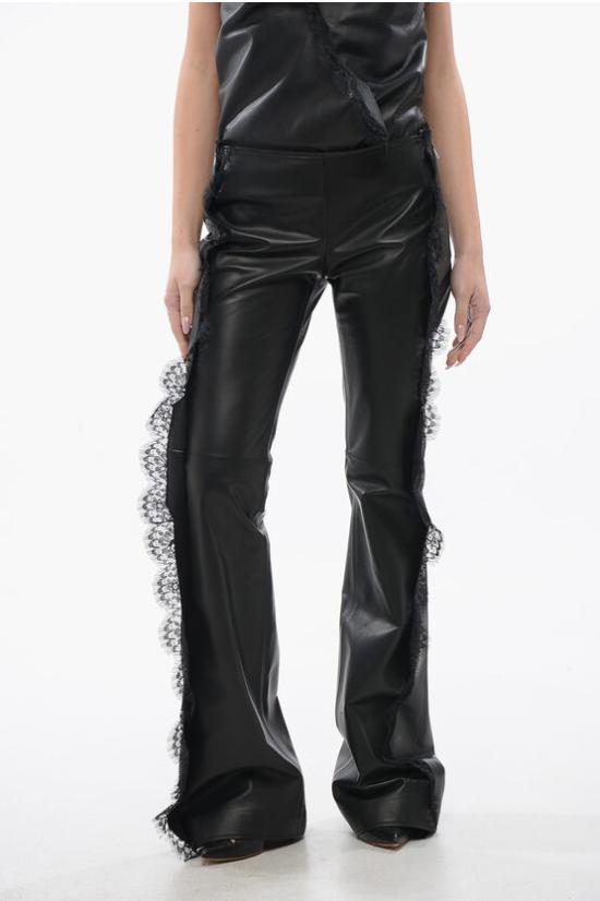  오프화이트 가죽 팬츠 OWJB040S24LEA0011000 Black