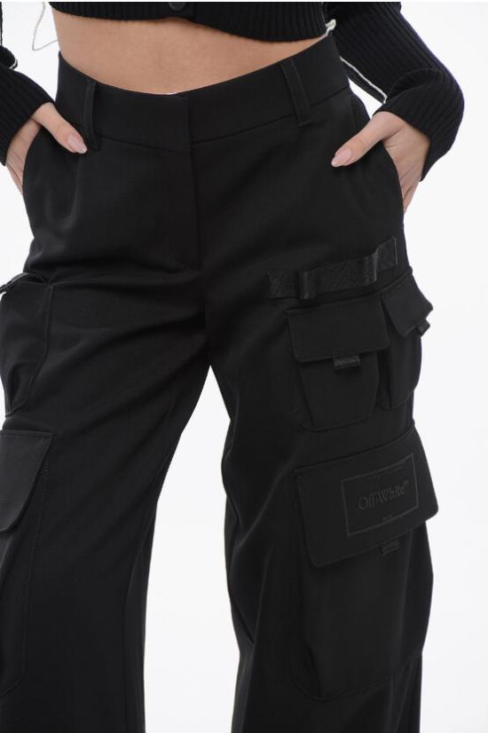  오프화이트 스트레이트 팬츠 OWCF017S24FAB0011010 Black - OFF WHITE