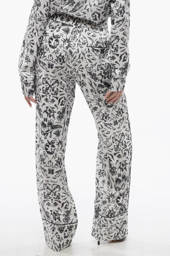  오프화이트 스트레이트 팬츠 OWCA186S24FAB0020110 Black White - OFF WHITE