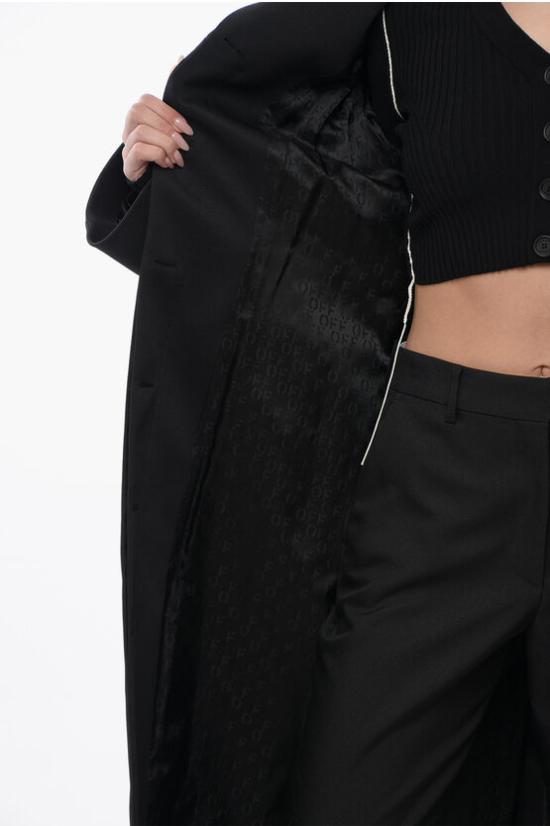  오프화이트 코트 OWER028S24FAB0011010 Black - OFF WHITE