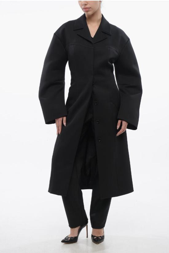  오프화이트 코트 OWER028S24FAB0011010 Black - OFF WHITE