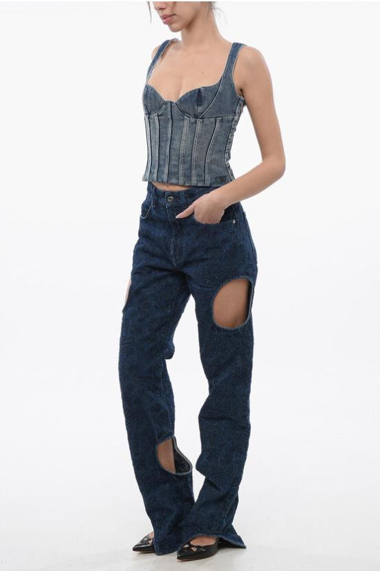  오프화이트 민소매 티셔츠 OWYP007S24DEN0014000 Blue - OFF WHITE