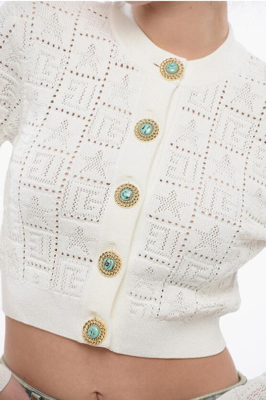  발망 가디건 CF1KL047 KF97 0FA White - BALMAIN