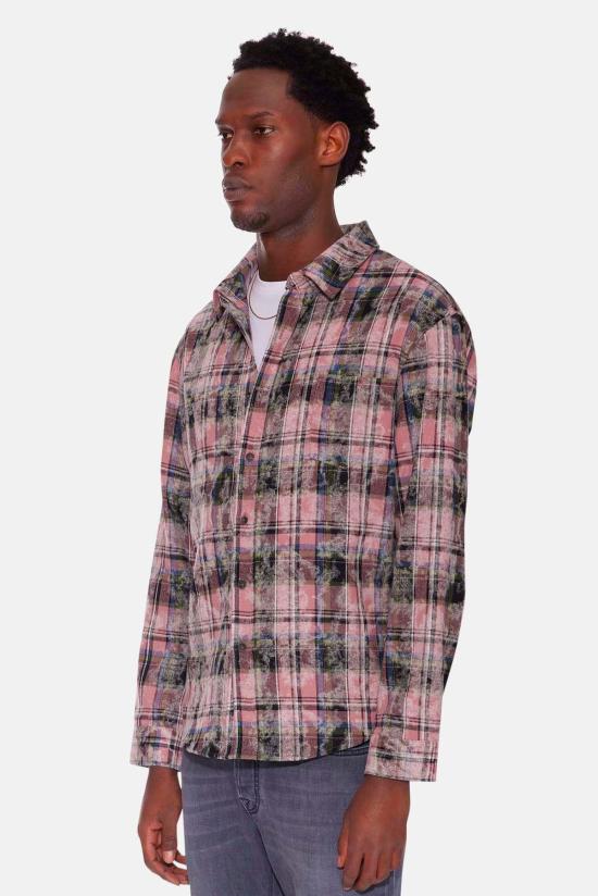  Blue&Cream 긴팔 셔츠 블루&크림 브랜든 디스트레스드 플란넬 핑크 플레드 - BLUE&CREAM