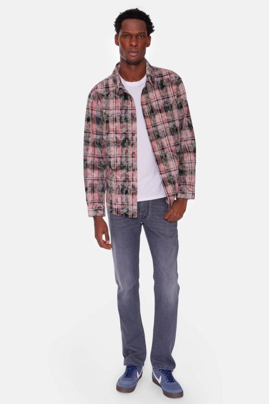  Blue&Cream 긴팔 셔츠 블루&크림 브랜든 디스트레스드 플란넬 핑크 플레드 - BLUE&CREAM