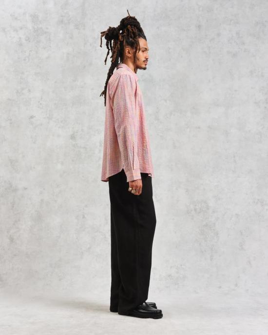  왁스 런던 긴팔 셔츠 로브  핑크 체크 - WAX LONDON