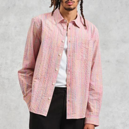  왁스 런던 긴팔 셔츠 로브  핑크 체크