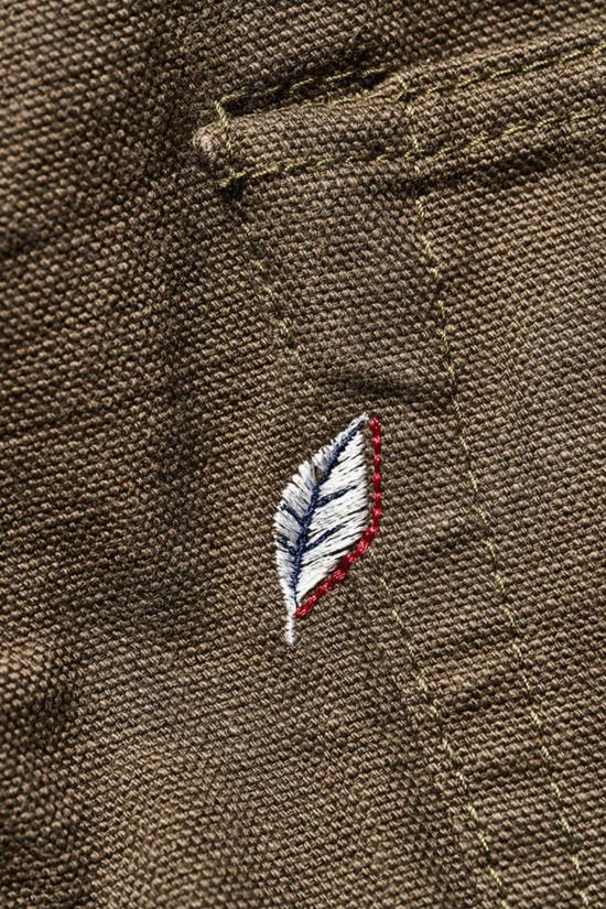  퓨어 블루 재팬 데님 팬츠 워븐 헤비 덕 천 릴렉스 테이퍼드 워시 올리브 - PURE BLUE JAPAN