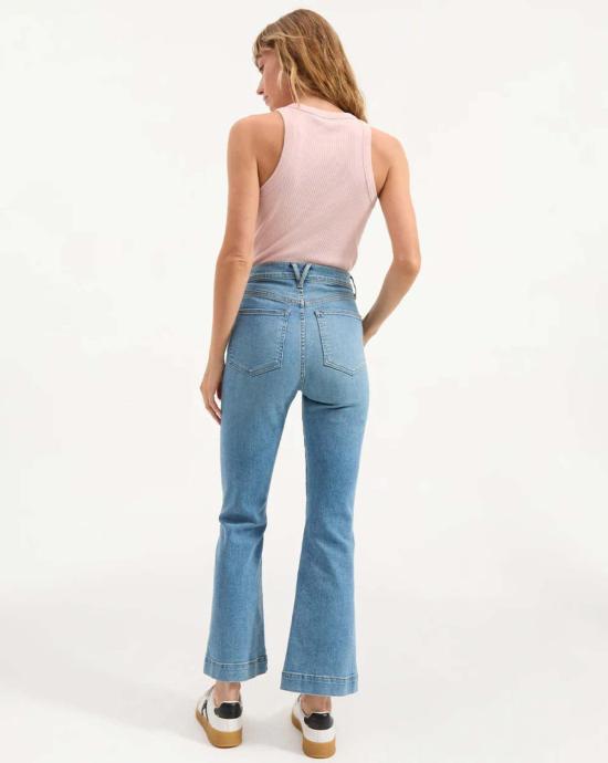  베로니카비어드 데님 팬츠 베로니카 비어드 카슨 하이 라이즈 앵클 플레어 라이트 블루 - VERONICA BEARD