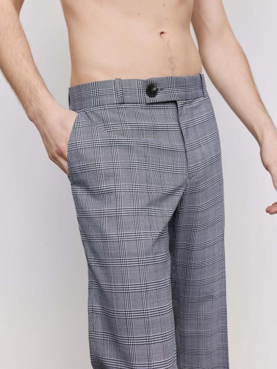  어니스트 더블유 베이커 데님 팬츠 어니스트 W. 베이커 그레이 체크 루즈핏 플레어 팬츠 - ERNEST W. BAKER