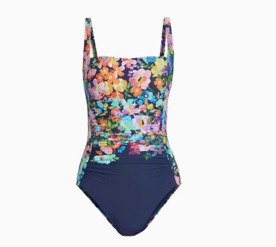  조니 와스 원피스 수영복 조니 와즈 러칭  와일드 블룸 네이비