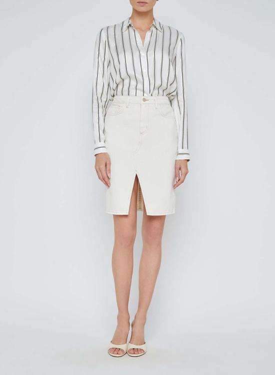  라장스 데님 스커트 L'agence Tylee 무릎 길이 스커트 마카다미아 - L'AGENCE