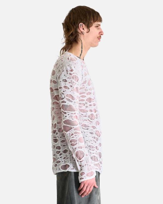  아크네 스튜디오 긴팔 티셔츠 Acne Studios 쉬어 니트 롱슬리브 라이트 핑크/화이트 - ACNE STUDIOS