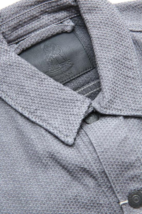  퓨어 블루 재팬 데님 자켓 Pure Blue Japan 6221 Gry 남성용 짜여진 사시코 타입 3 재킷 그레이 × 블랙 - PURE BLUE JAPAN