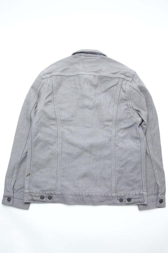  퓨어 블루 재팬 데님 자켓 Pure Blue Japan 6221 Gry 남성용 짜여진 사시코 타입 3 재킷 그레이 × 블랙 - PURE BLUE JAPAN