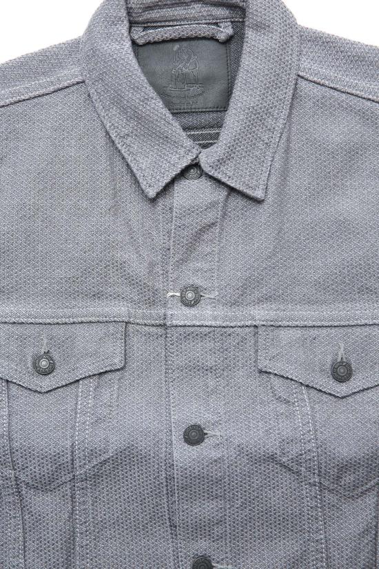  퓨어 블루 재팬 데님 자켓 Pure Blue Japan 6221 Gry 남성용 짜여진 사시코 타입 3 재킷 그레이 × 블랙 - PURE BLUE JAPAN