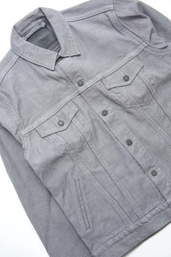  퓨어 블루 재팬 데님 자켓 Pure Blue Japan 6221 Gry 남성용 짜여진 사시코 타입 3 재킷 그레이 × 블랙 - PURE BLUE JAPAN