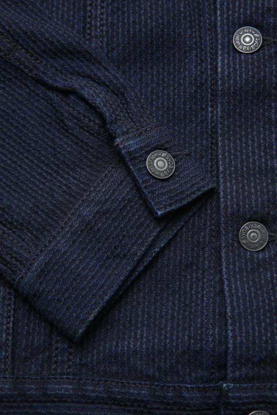  퓨어 블루 재팬 데님 자켓 [6221 Id] 짜여진 사시코 타입 3 재킷 인디고 X 블랙 - PURE BLUE JAPAN