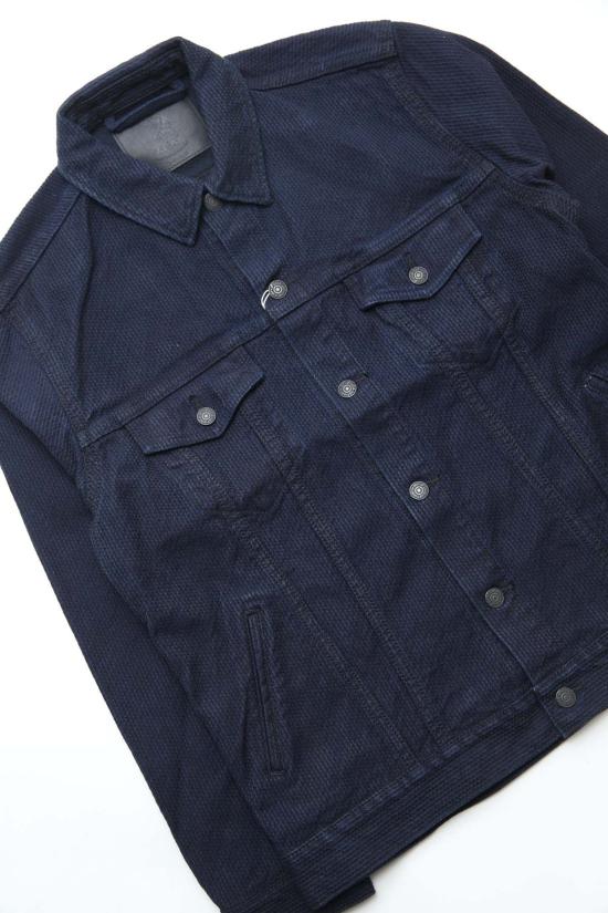  퓨어 블루 재팬 데님 자켓 [6221 Id] 짜여진 사시코 타입 3 재킷 인디고 X 블랙 - PURE BLUE JAPAN