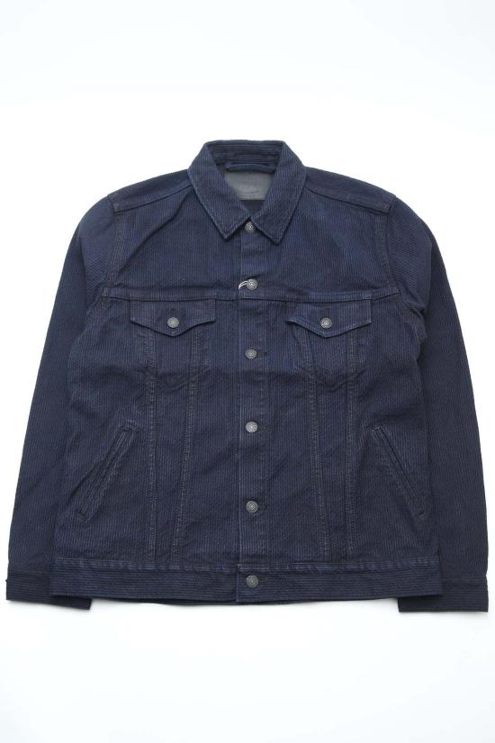  퓨어 블루 재팬 데님 자켓 [6221 Id] 짜여진 사시코 타입 3 재킷 인디고 X 블랙