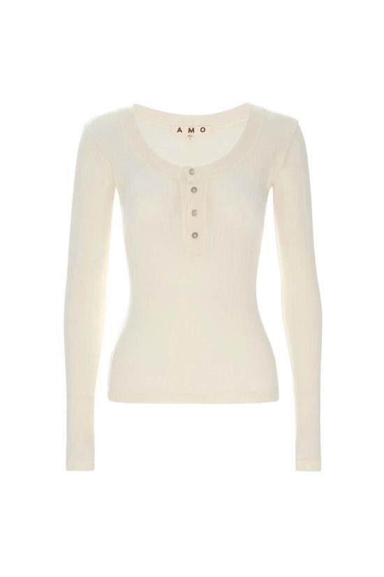  아모 데님 반팔 티셔츠 스위트 롱슬리브 헨리 본 - AMO DENIM