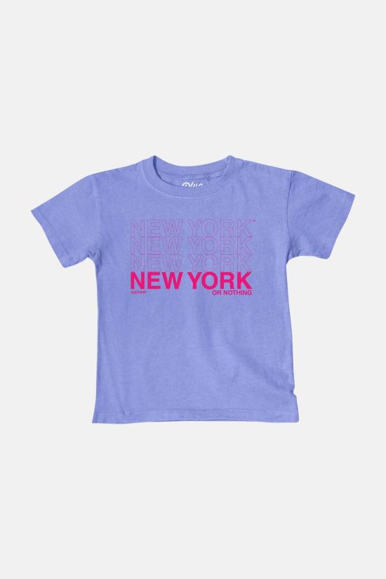  [키즈] 블루&크림 티셔츠 키즈  뉴욕 오어 낫싱 티 페리/옐로우