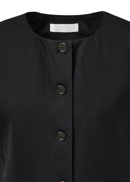  아모멘토 베스트 Amomento 오버사이즈 버튼 조끼 블랙/다크 브라운 - AMOMENTO