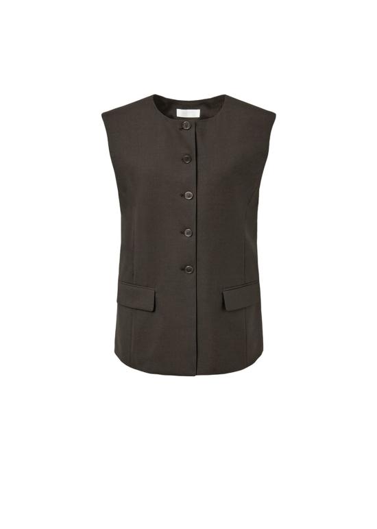  아모멘토 베스트 Amomento 오버사이즈 버튼 조끼 블랙/다크 브라운 - AMOMENTO