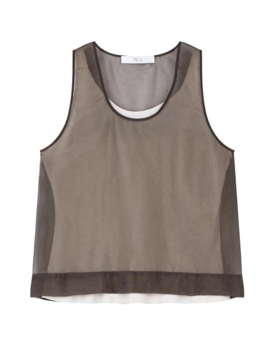  텔라 민소매 티셔츠 테트리스 레이어드  밀리터리