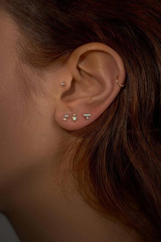  파멜라 러브 이어링 더블닷 스터드 다이아몬드 & 오팔 - PAMELA LOVE