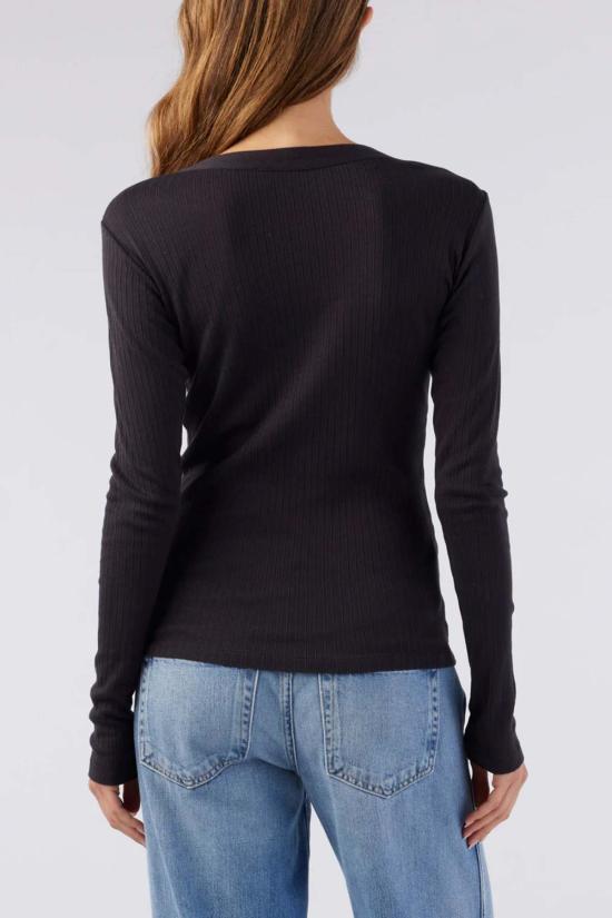  아모 데님 반팔 티셔츠 스위트 롱슬리브 헨리 빈티지 블랙 - AMO DENIM