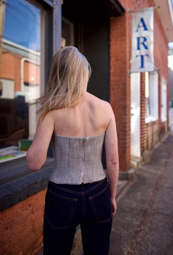  티더블유피 민소매 티셔츠 Twp 질리안 버스티에 탑 라이트 헤더 그레이 - TWP