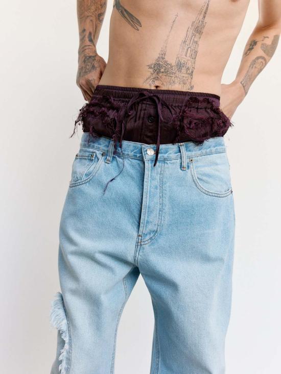  에드워드 커밍 데님 팬츠 서클 윈도우 진 라이트 블루 워시 - EDWARD CUMING