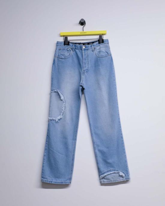  에드워드 커밍 데님 팬츠 서클 윈도우 진 라이트 블루 워시 - EDWARD CUMING