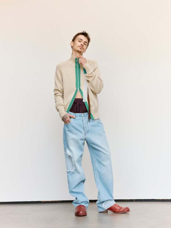  에드워드 커밍 데님 팬츠 서클 윈도우 진 라이트 블루 워시 - EDWARD CUMING