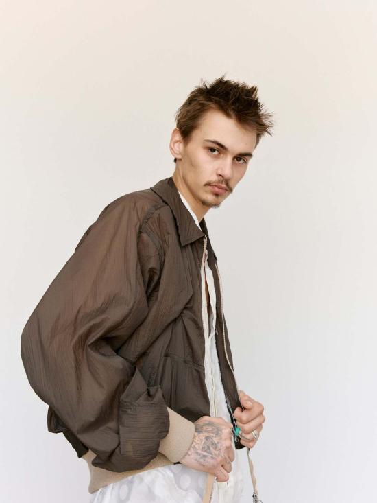  에드워드 커밍 자켓 헤비 테크 봄버 카키 그레이 - EDWARD CUMING