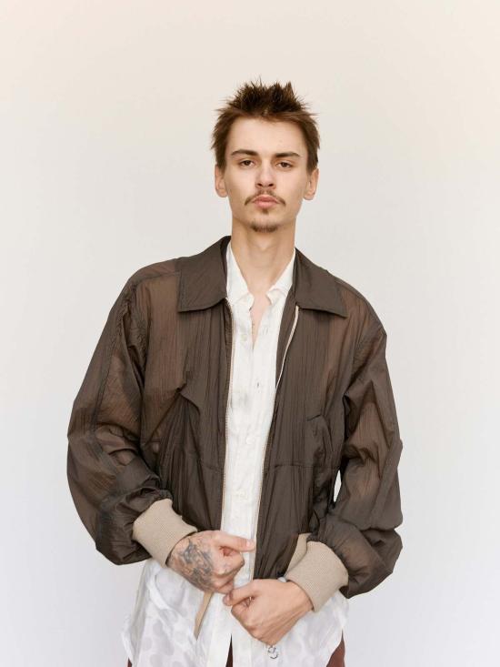  에드워드 커밍 자켓 헤비 테크 봄버 카키 그레이 - EDWARD CUMING