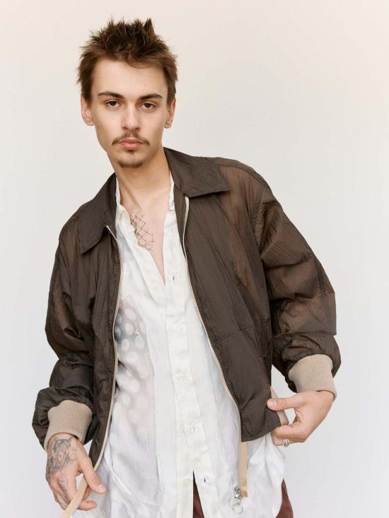  에드워드 커밍 자켓 헤비 테크 봄버 카키 그레이 - EDWARD CUMING