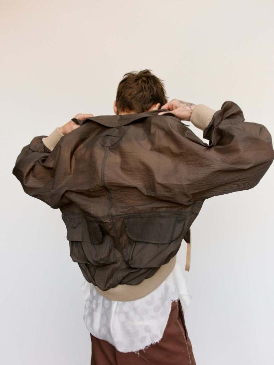  에드워드 커밍 자켓 헤비 테크 봄버 카키 그레이