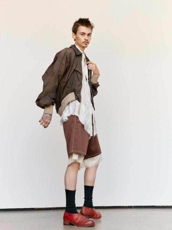  에드워드 커밍 자켓 헤비 테크 봄버 카키 그레이 - EDWARD CUMING